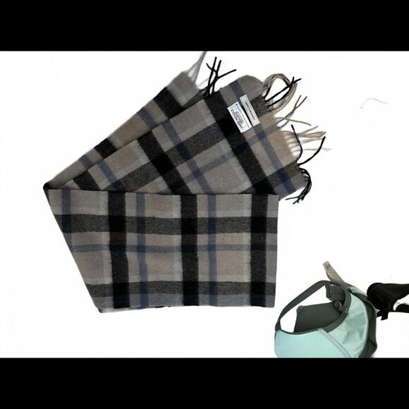 BNWOT James Pringle Country Camel Plaid Scarf 100% Wool - Picture 1 of 3